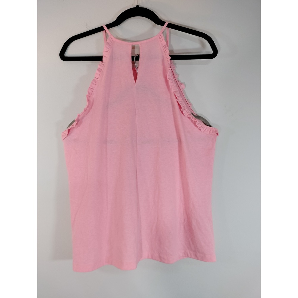 Lilly Pulitzer Pink Halter Ruffle Tank Top Keyhole Back XL